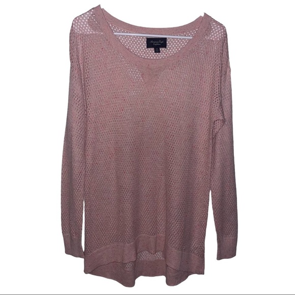 American Eagle Outfitters Tops - 𝅺american Eagle Outfitters Lightweight Mesh Light Pink Long Sleeve Top